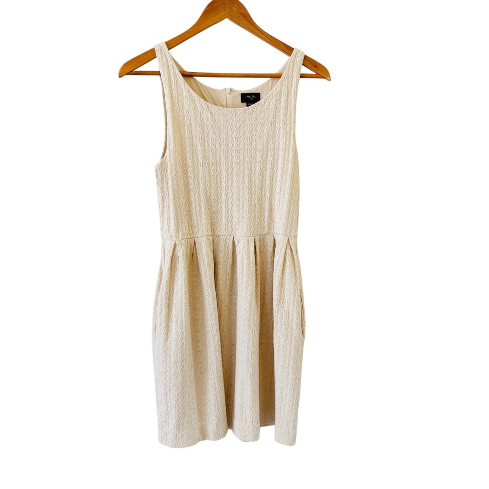 Anthropologie Deletta Textured Knit Fit Flare Dress S Cream Y2K HOCO Party Mini